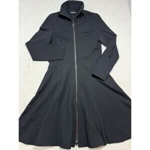 Samuel Dong Zip-Front Ponte Knit Fit & Flare Dress Black Sz Med Cocktail Wedding
